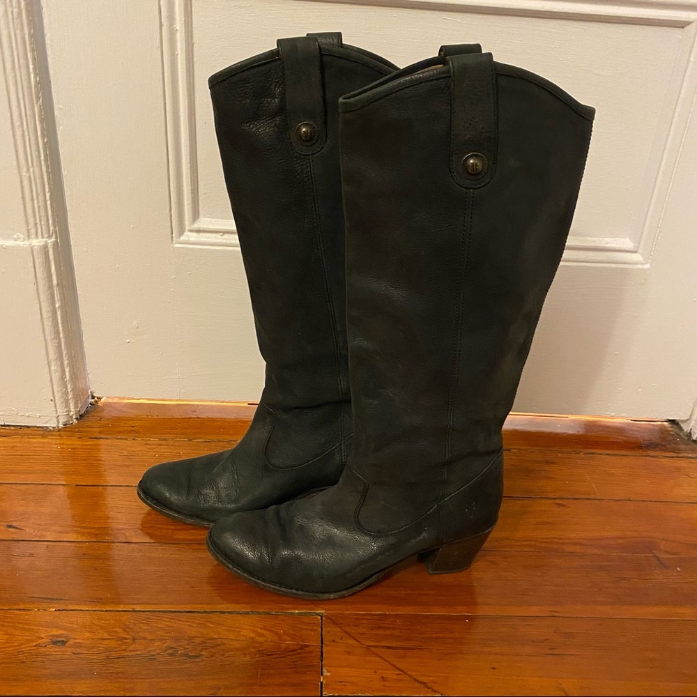 Frye Jackie Button Black Leather Boots 10 - Picture 4 of 11
